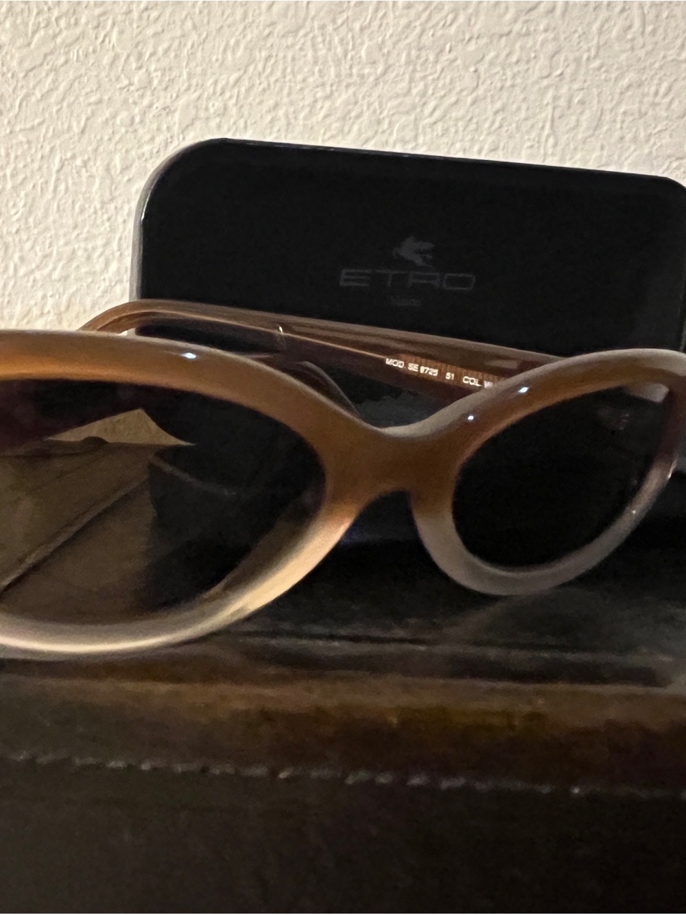 Etro Brown Gradient Oval Sunglasses with Dark Lenses and Subtle Logo